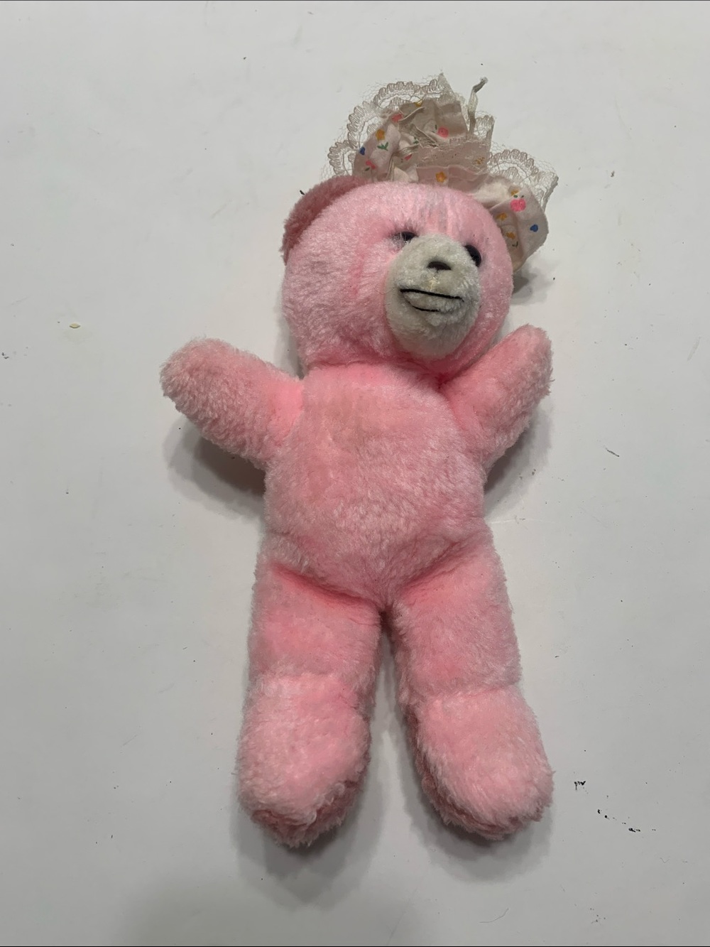 Plush Pink Teddy Bear with Lace Bow - Soft Kids Stuffed Animal